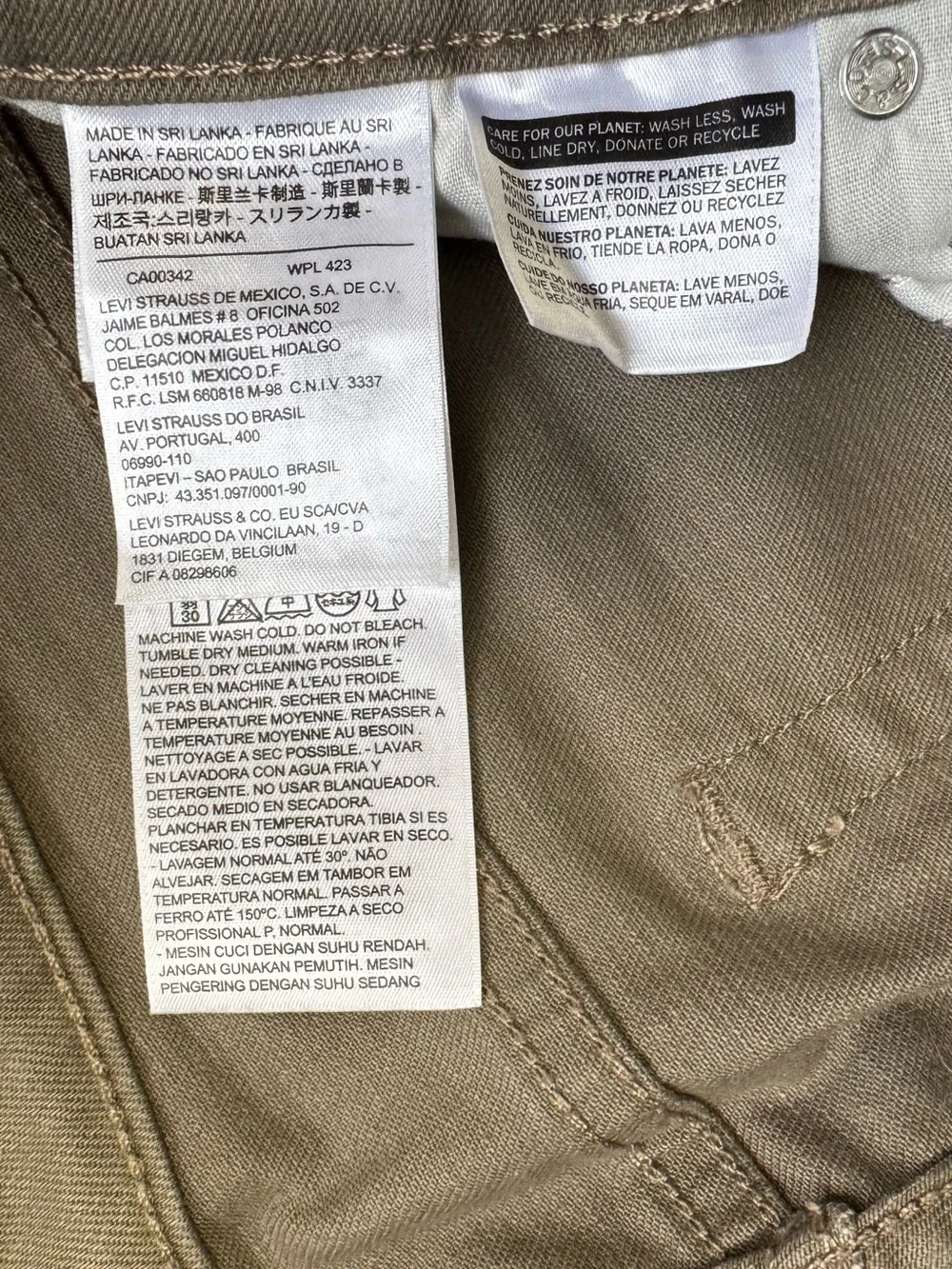 Levi's Women’s Mid rise Skinny Trousers in Khaki Brown Denim Jeans size 12 - Picture 5 of 6